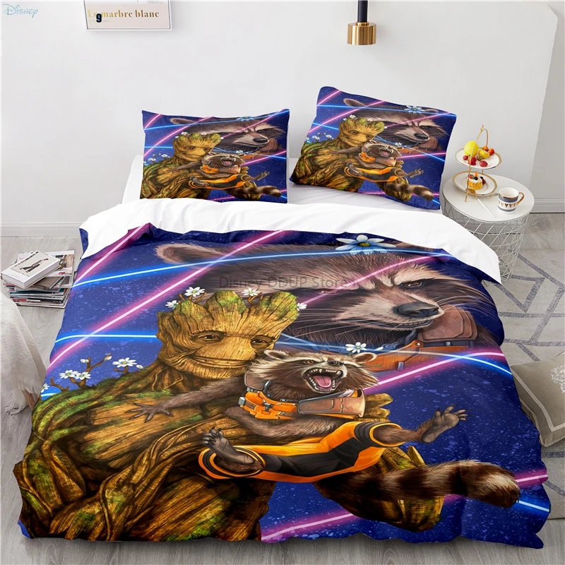 Home Textile Guardians of The Galaxy Cartoon 3d Groot Rocket Racoon Bedding Set Comforter Cover Set with Pillowcases Duvet Cover 