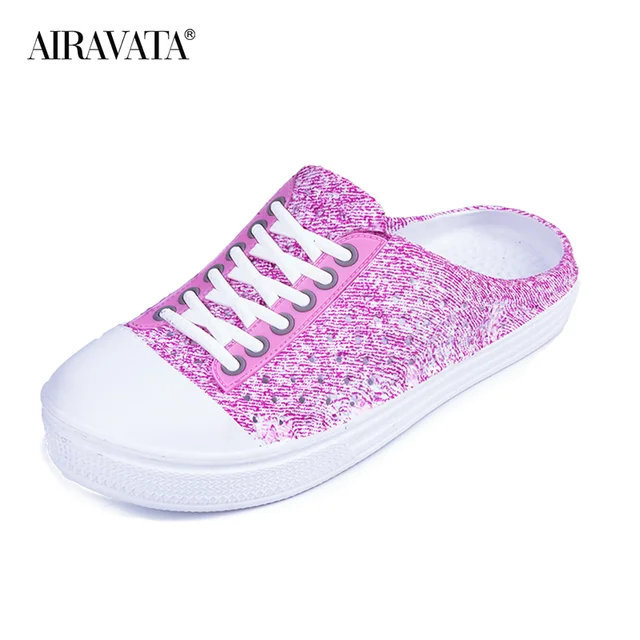 Women's Clogs Shoes Summer Beach Sandals Light Garden Shoes House Slippers Quick Dry Casual Flat Anti-Slip Flip Flops for Home Pink