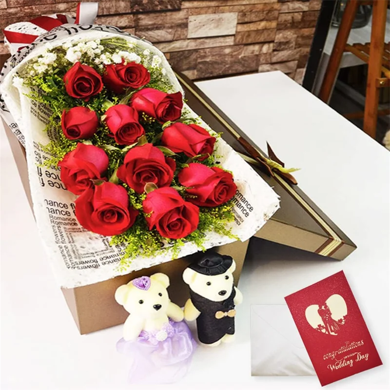 3D Wedding Card Pop Up Valentine's Day Card Wedding Anniversary Gift with Envelope Invitation