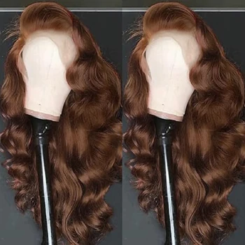 Body Wave 40 Inch 13X6 Chocolate Brown Hd Lace Front Wigs Long Human Hair Brazilian Colored Transparent Big Lace Front Wig 1