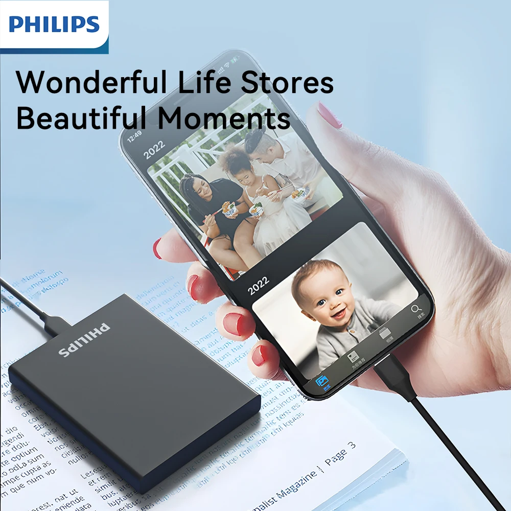 PHILIPS Portable SSD, 1TB External Solid State Drive, Speeds Up to
