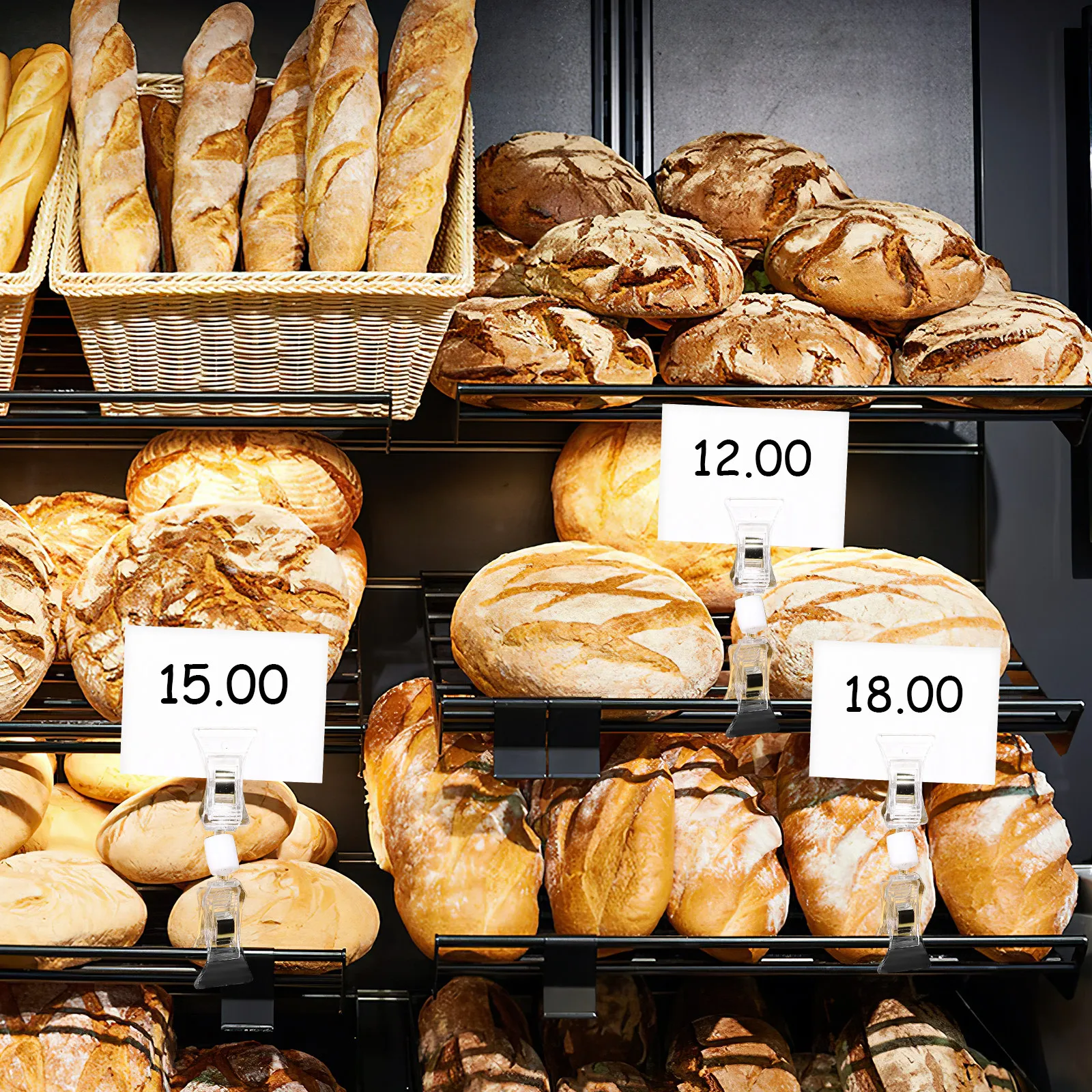 40Pcs 사인 클립 회전식 강력 클램프 가격표용 양면 디스플레이 클립 소매용 홀더 사인 홀더 선반 라벨 홀더