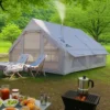 13' x 10' Inflatable Camping Tent for 8-10 Person,4 Season Blow up Tents Waterproof, Air Tent with Chimney Hole AC Port 1