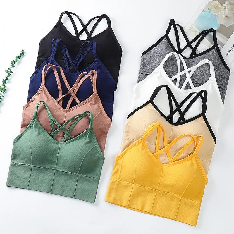 

Sportswear Woman Gym Sports Bra Seamless Womens Underwear Yoga Workout Top Adjustable Shoulder Strap Inner Padded Vest Bralette