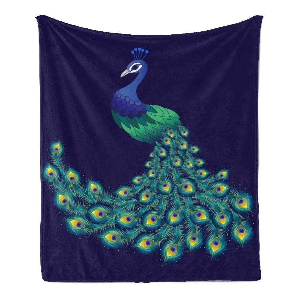 

CLOOCL Animal Flannel Blanket Fashion Peacock 3D Printed Throw Blankets for Beds Nap Plush Quilt Portable Travel Quilts