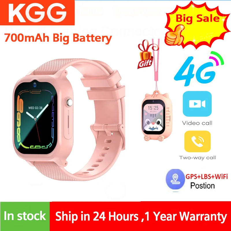 

KGG Kids 4G Smart Phone Watch GPS WIFI Video Call SOS Camera Monitor Tracker LBS Location Child Smartwatch Boys Girls Gifts