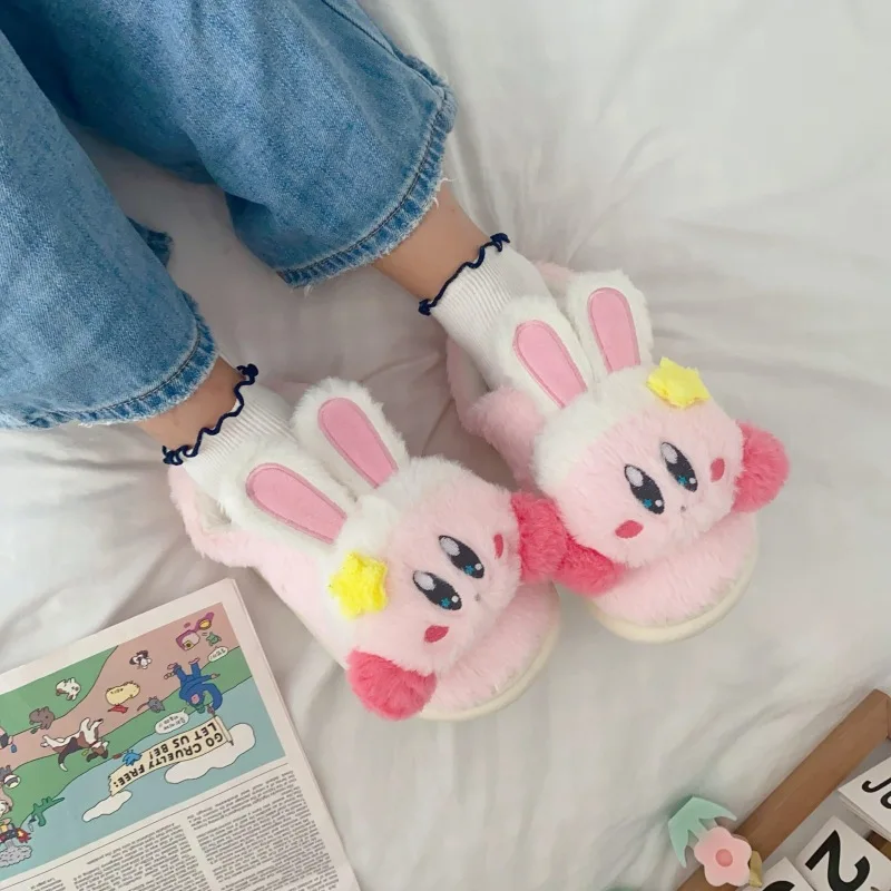 귀여운 커비 코튼 러블리 슬리퍼, 가정용 실내 미끄럼 방지, 따뜻한 슬리퍼, 여자 친구 크리스마스 선물, 신제품