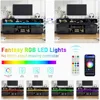 LED TV Stand for 80 Inch TV, Modern Tall Entertainment Center with Storage, High Gloss Gaming TV Media Console with Glass Shelf 3