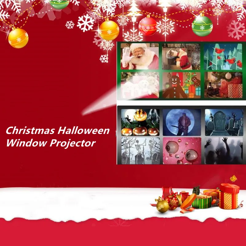 

Led Christmas Lights Snow Projection Lamp Halloween Card Film Pattern Projector Colorful Spin Laser Ambient Light Christmas Deco