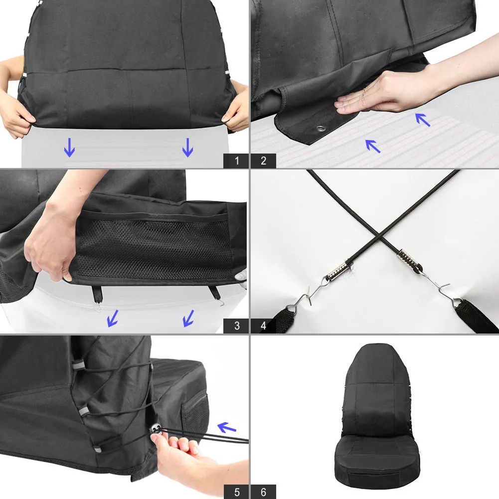 Car Front Seat Covers Universal Auto Seat Protector Waterproof Polyester Back Seat Protectors Cover with Organizer For Cars SUV