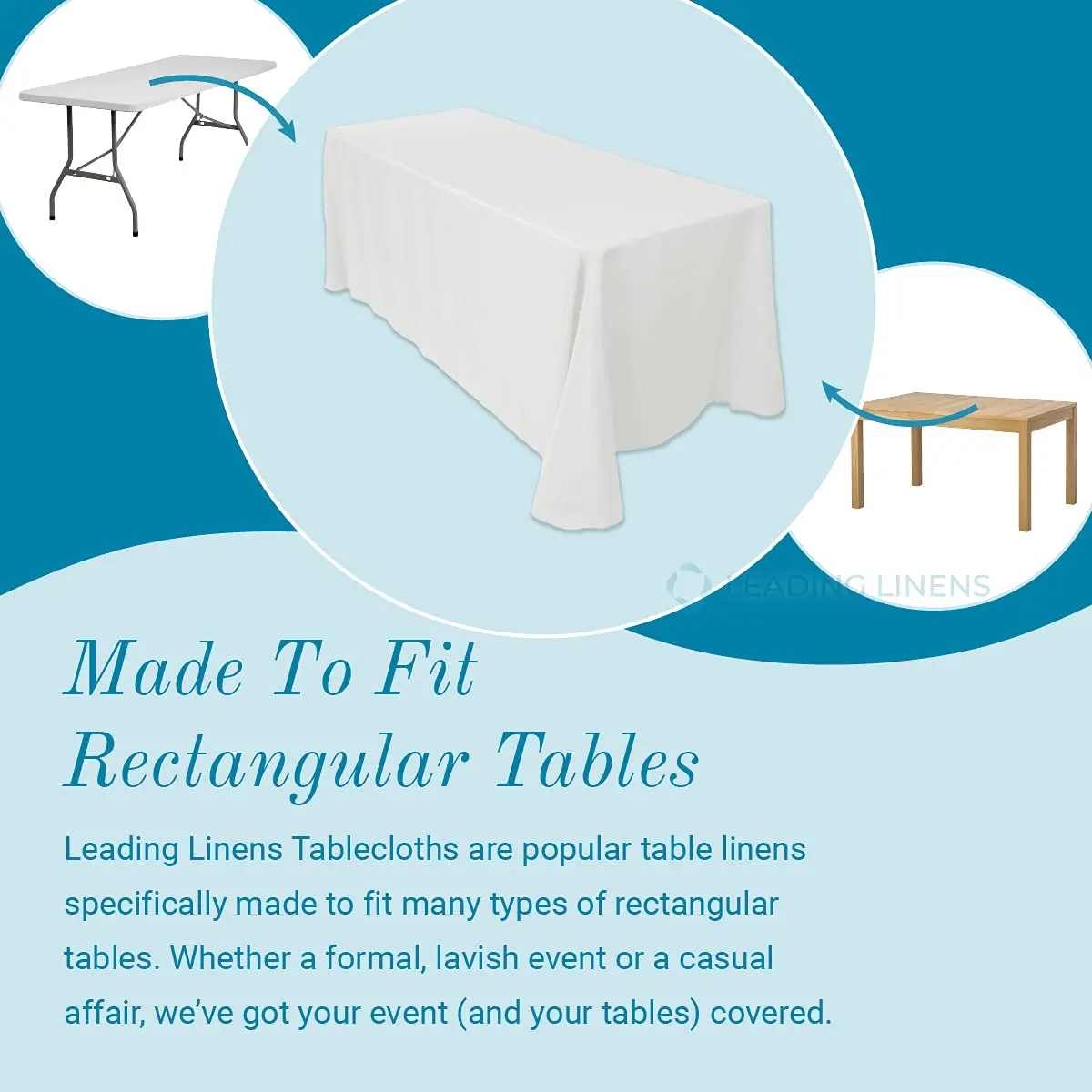

Sparkles Make It Special Leading Linens 10-pcs 90" x 156" Inch Rectangular Polyester Cloth Fabric Linen Tablecloth - Wedding Rec