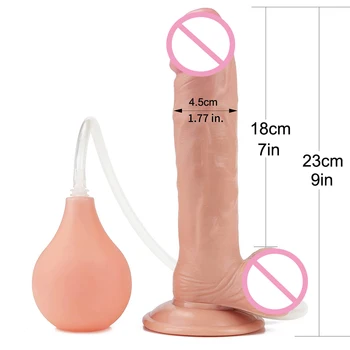 Adult Sex Toy Realistic Dildo,Squirting Ejaculating Dildo with Enema Bulb ,Big Anal Dildo Strap on Huge Dildo Suction Cup Dildo 2