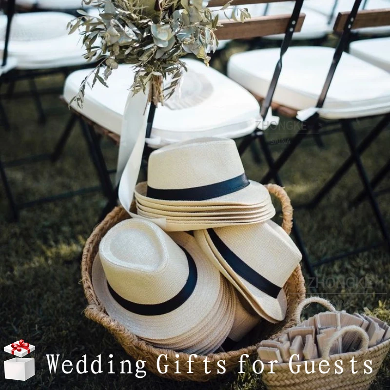 Party Hat Carnival Hat 58/60cm Wedding Straw Fedora Hat for Men Women Trilby Hat Short Brim Panama Beach Havana Party Favors Big Head Gentleman Cap