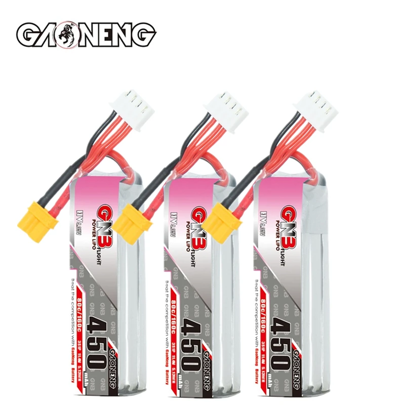 Batteria Gnb 3S 11.4V 450Mah 80C/160C Hv Lipo Per Parti Di Drone Brushless Iflight Cinebee Betapfv Beta 85X Con Spina Xt30
