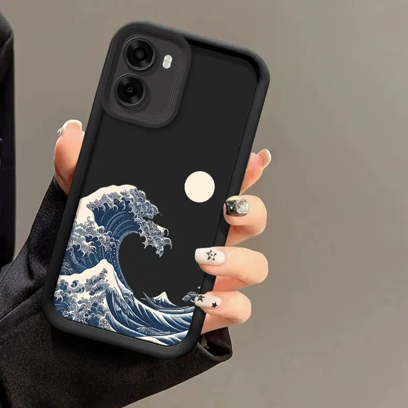 Flexible Silicone Shockproof Wave Print Protective Phone Case Cover