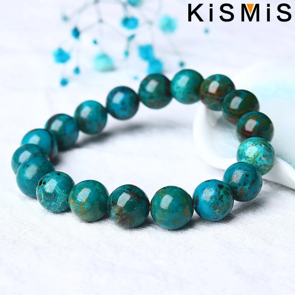 Kismis 1Pc Malachiet Stenen Sieraden Vrouwen Mannen Kristallen Groene Edelsteen Ronde Kralen Stretch Mode Armband