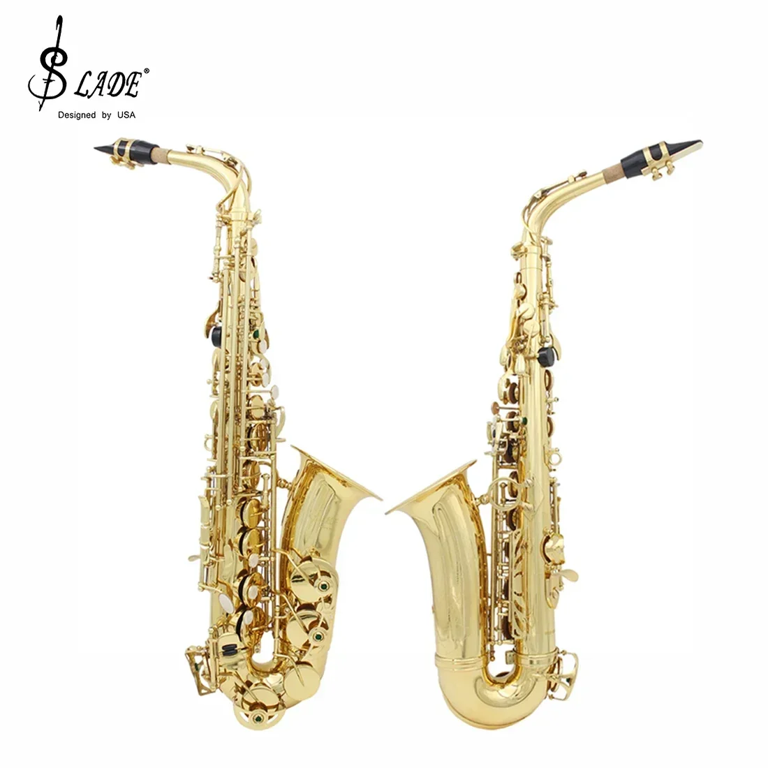 SLADEEbAltoSaxophoneWhiteShellsKeysBrassBodySaxSetwithCase