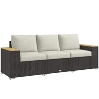 Outsunny 3-Seater Outdoor Sofa W/ 4" Thick Cushions, Outdoor Couch, Beige 1