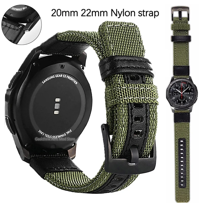สายรัดข้อมือกีฬาไนลอน สำหรับ Samsung Galaxy Watch 6/5/4/3/5Pro 40/44/42/46mm และ Gear S3 Frontier