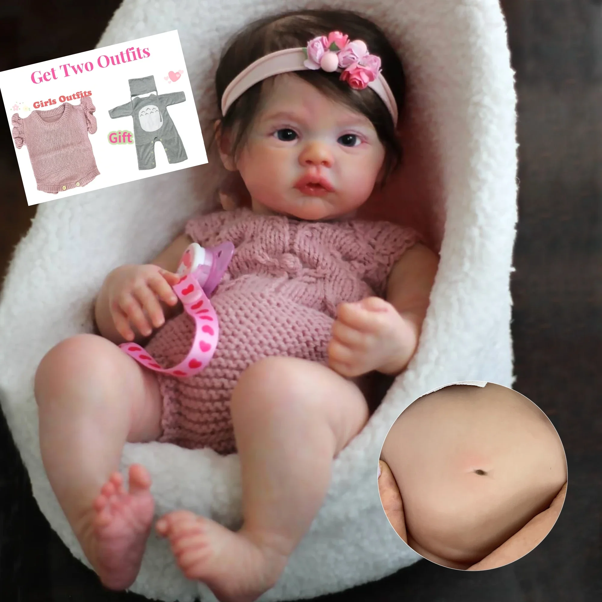 45cm Whole Body Silicone Viny Meadow Bebe Reborn Girl With Rooted Hair Handmade Lifelike Realistic Reborn Doll Toy For Children 18inch 46cm newborn baby girl reborn doll meadow soft cuddly body lifelike soft touch 3d skin with visible veins art doll