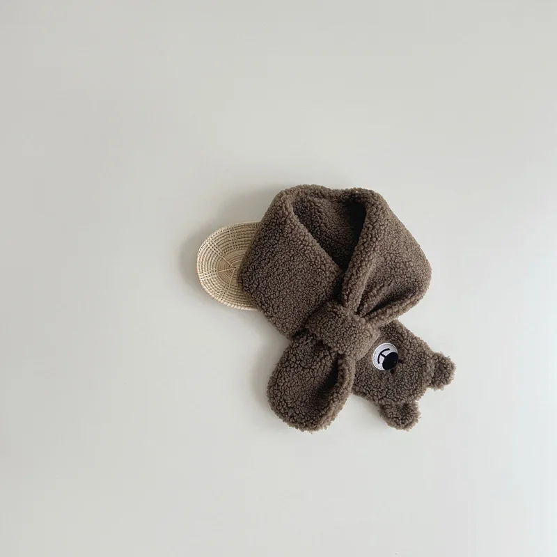 2Years + Korean Style Children's Scarf Winter New Ins Cartoon Bear Boys and Girls Baby Scarfs Sets