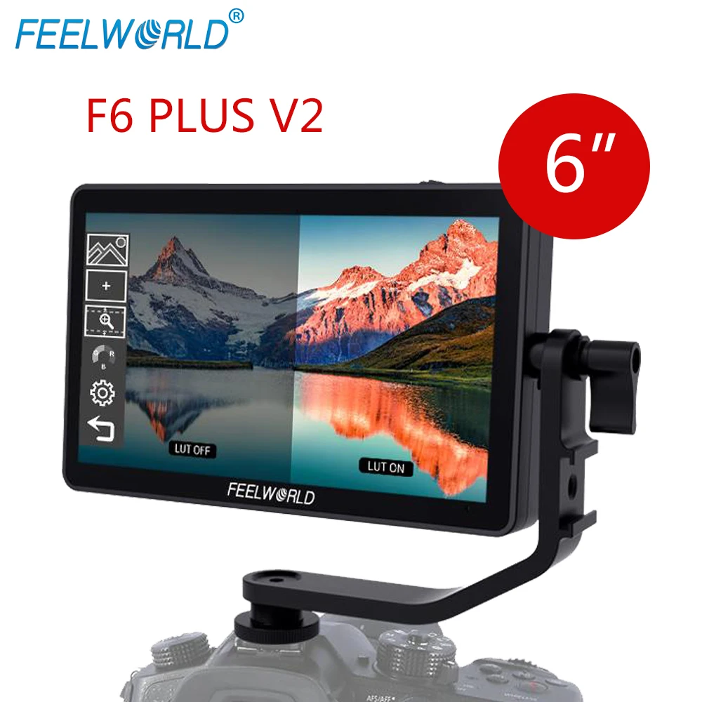 Portable monitor DSLR field monitor Feelworld F6 Plus V2 6 inch 3D LUT touch screen IPS FHD 1920x1080 support 4K tilt arm