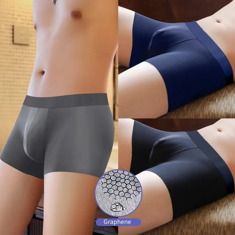 Men's Panties Boxers Ice Silk Man Underwear Boxer Graphene Men Underpants Breathable Comfortable Calzoncillos para hombres L-6XL