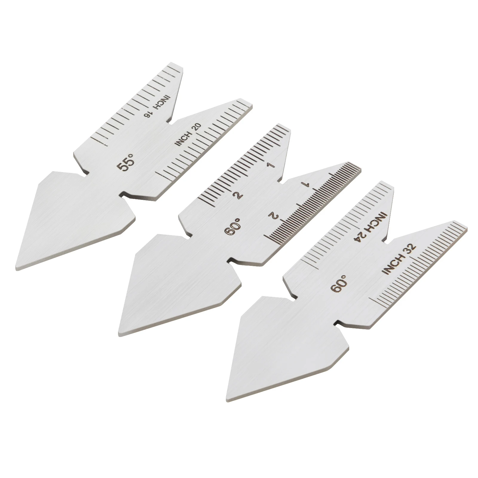 3pcs Fishtail Whitworth/US/미터 각도 각도 템플릿 센터 게이지 나사 스레드 피치 커팅 게이지 측정 도구 세트