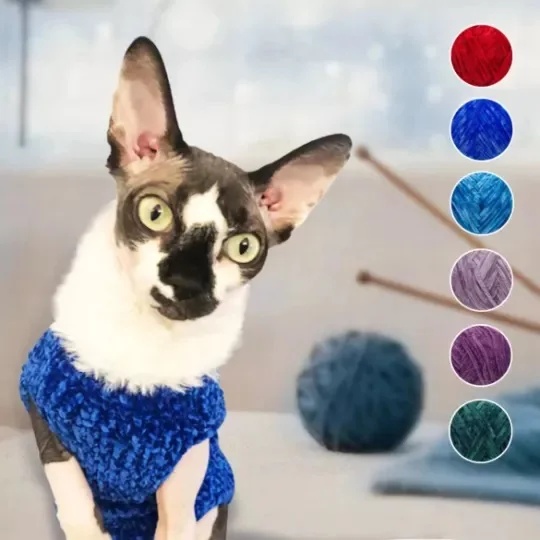 Maglione Gatto, Maglione Accogliente Gatto Sphynx, Gatto Egiziano, Filato Puro Fatto A Mano, Filato Più Morbido, Abito Autunno Inverno Per Gatto Senza