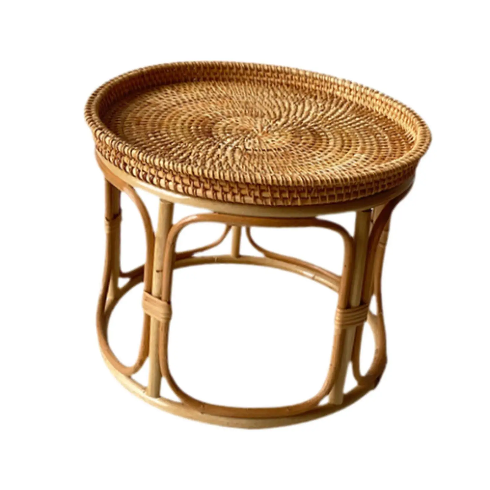 Rattan Side Table Home Decor Ornament NightStand for Farmhouse Proch Balcony