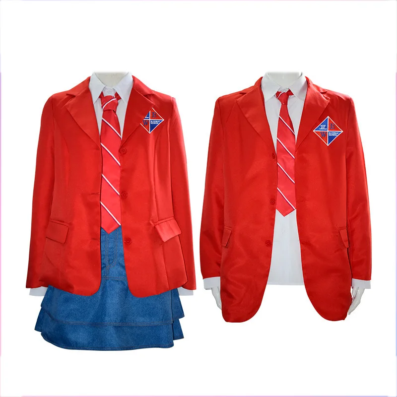 

Rebelde Cosplay School Uniform Women Men Girls Student Suit Red Jacket Coat Shirt Skirt Outfit Drama EWS Halloween Party Costume