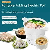 HOMEFISH – Pot électrique pliable en Silicone, chaudière à eau chaude polyvalente Portable pour voyage, bouilloire 110/220V, idéale pour le Camping 1
