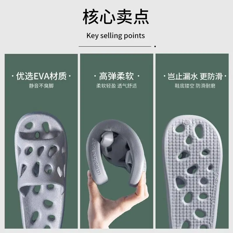 A77 New style slippers that feel like shit, men's anti-slip, anti-odor, durable, bathroom and bath hollow bottom home use