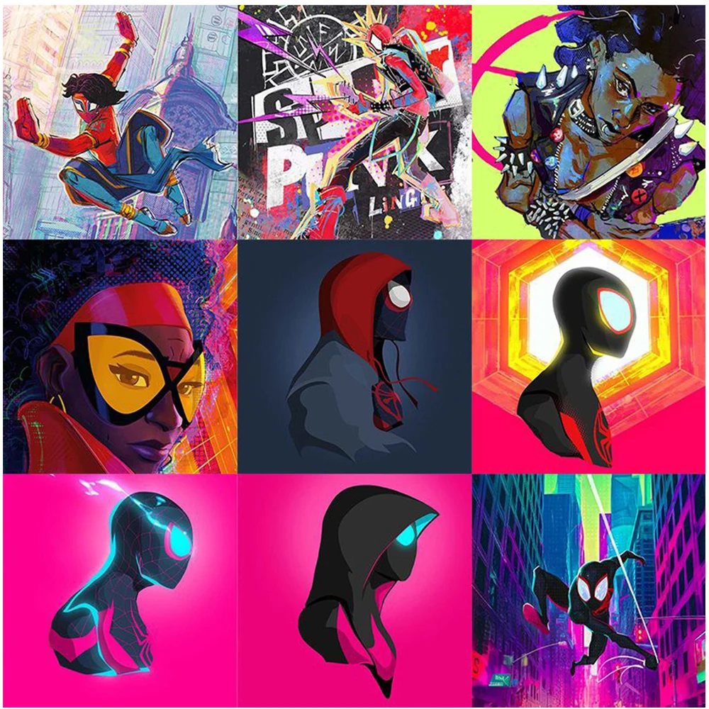 10/20/40/80Pcs Disney Spider Man Attraverso Gli Adesivi Spider Verse Cool Supereroe Poster Sticker Moto Laptop Decalcomania Giocattolo Per Bambini