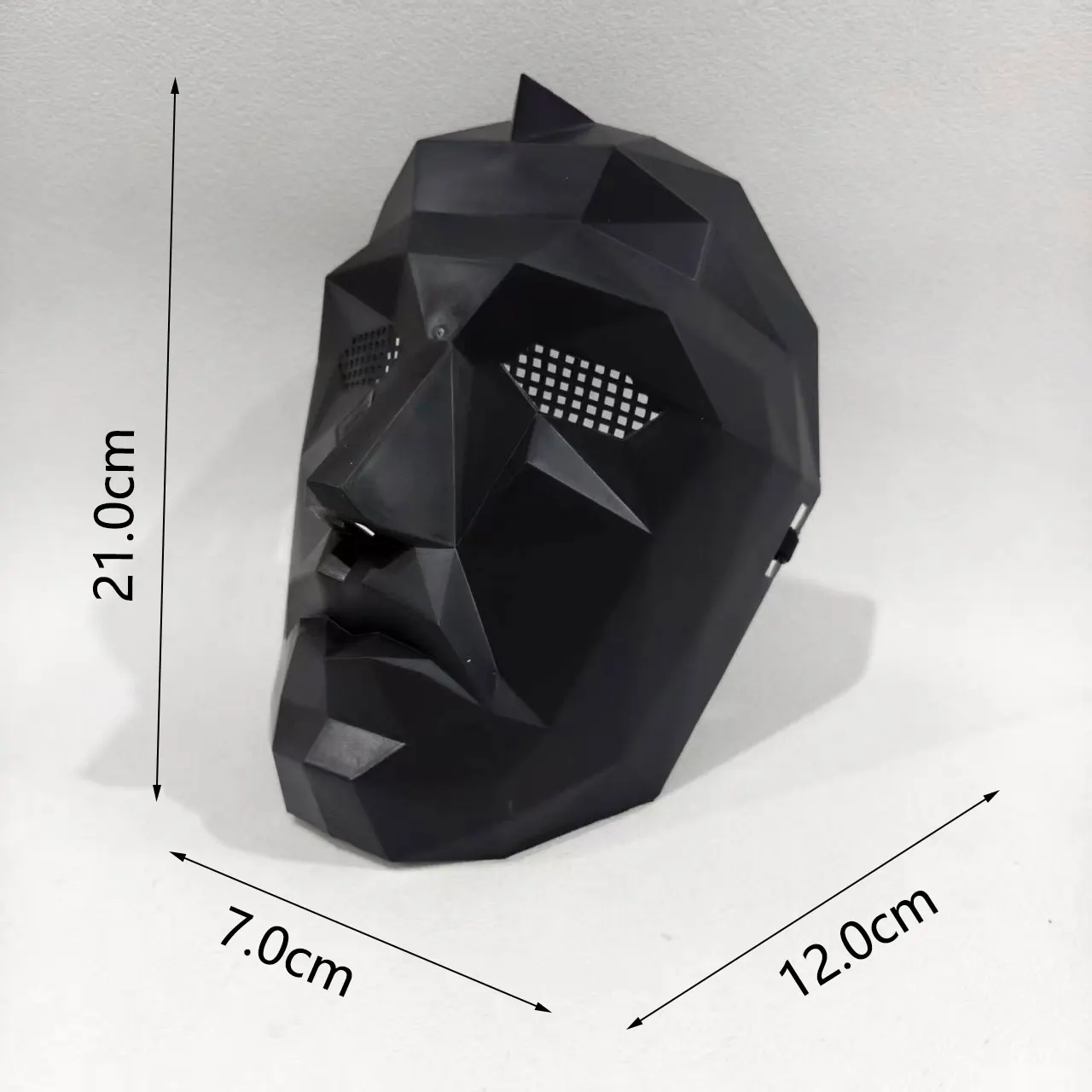 Geometric Faceted Full Face Mask Duo: Black & White Breathable Masquerade Costume Accessories Set