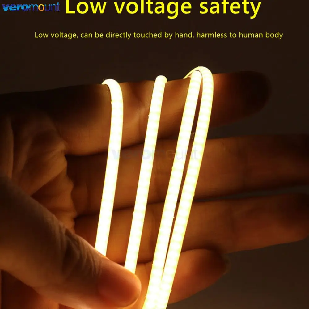 3mm Width Ultra Thin FOB COB Strip Flexible LED Ribbon Light Tape Ice Blue Yellow Red Green Red 12V 24V LED Bar for Home Decor
