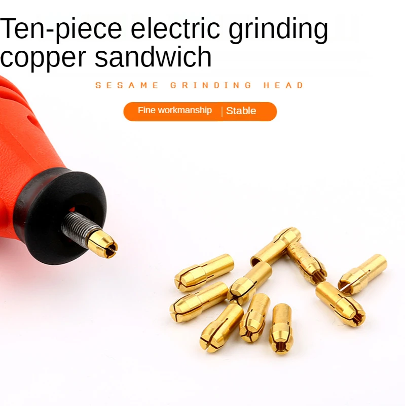 10 Pieces of Electric Tool Mini Drill Brass Chuck Suitable for Rotating Tool Accessories Machine Polishing Engraving Machine