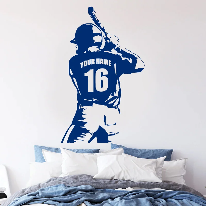 

Personalized Baseball Player Name and Number Wall Sticker Vinyl Art Home Decor Boys Room Bedroom Decoration Decals Poster G017