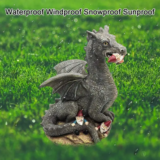 Gyanta Dinoszaurusz Gnóm Szobor Kézzel Festett Kerti Dekoráció - Image 5