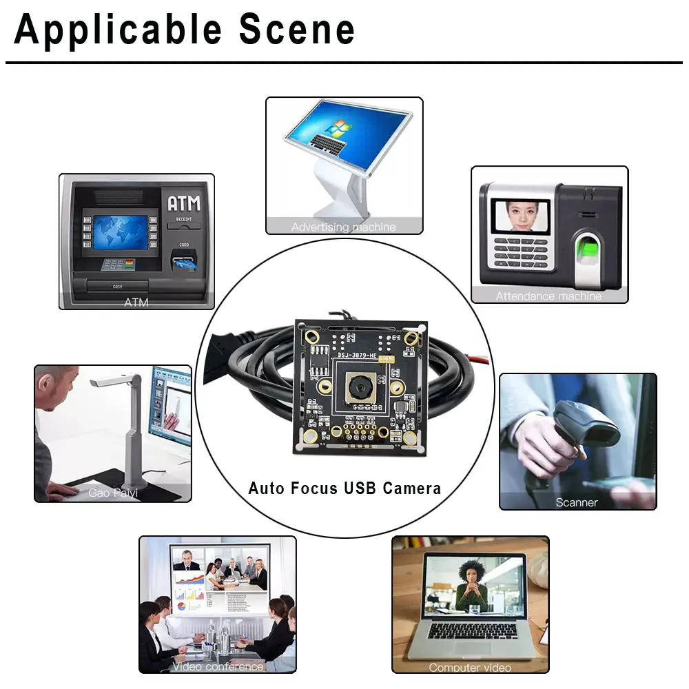 8MP IMX179 Sensor Autofocus PC Webcam USB2.0 Support UVC OTG Plug and Play 100 Degree No Distortion Lens 4K USB Video