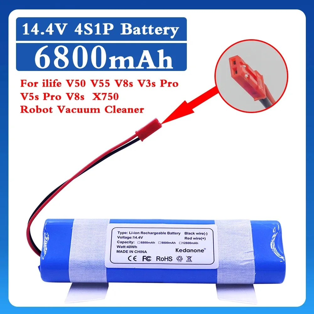 

New Original 14.8V 6800mAh 9800mAh 18650 Lithium Battery For ILIFE V3s Pro, V50, V5s Pro, V8s, X750 Robot Vacuum Cleaner Battery