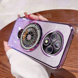 Luxury Plating Rotate Stand Holder Silicone Case - Reno Series for Reno12 FS 5g (SFTL Purple)