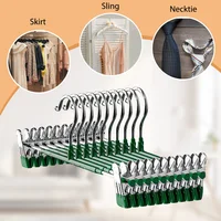 10Pcs Metal Trouser Hanger with Adjustable Clip Clothes Hanger Non Slip Pant Hangers Heavy Duty Saving Space Stainless Steels 2