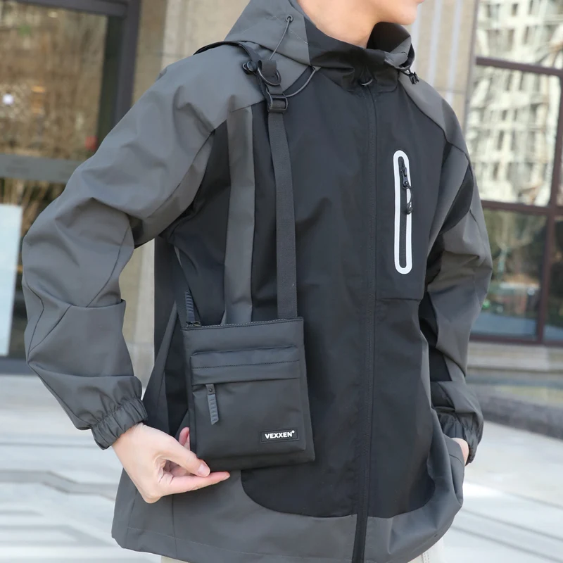 Borse a tracolla a tracolla per uomo Borsa a tracolla con cerniera in pelle PU casual Borsa per telefono mini a tracolla semplice Borsa a tracolla laterale maschile - immagine 5