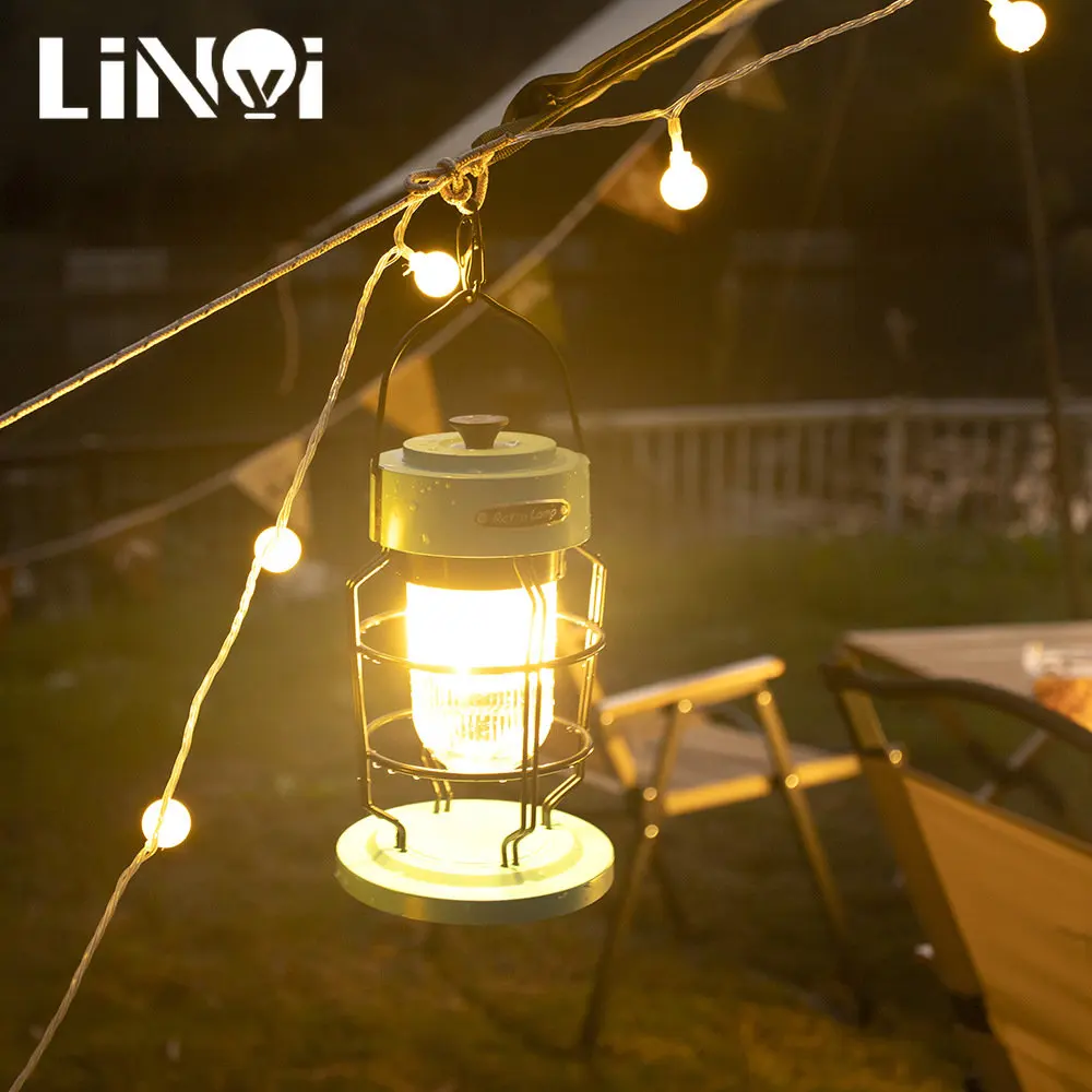 

USB Charging Tent Light Vintage Camping Lantern 18650 Flashlight Outdoor Camping Equipment Portable Retro Lamp Hanging Lanterns