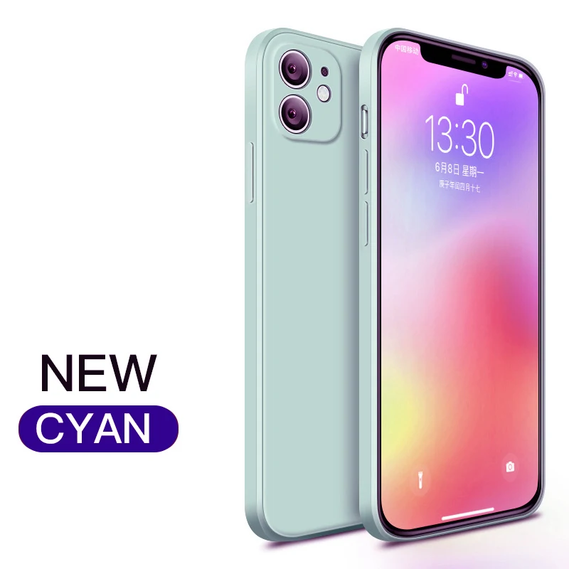 thumbnail image 1 of Funda de silicona líquida con borde cuadrado Original para iPhone, 15, 14, 13, 12, 11 Pro Max, Xs, XR, 7 Plus, 15Pro, protección de lente con logotipo, 1 of 5