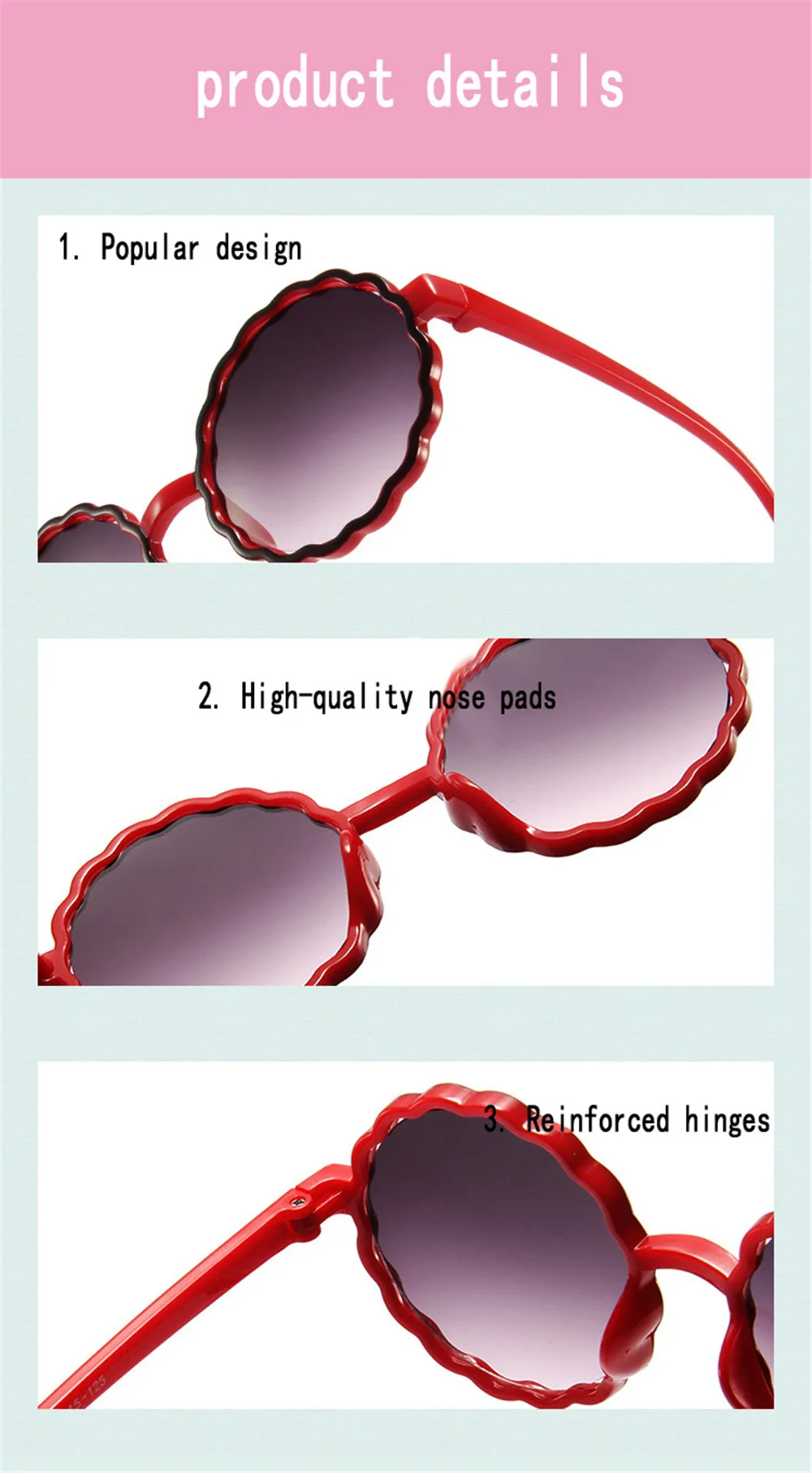 iboode Retro Round Frame Wave Children's Sung Fashion Contrast Color Flower Shape Boys Girls Outdoor Shading Sun_voghion.com