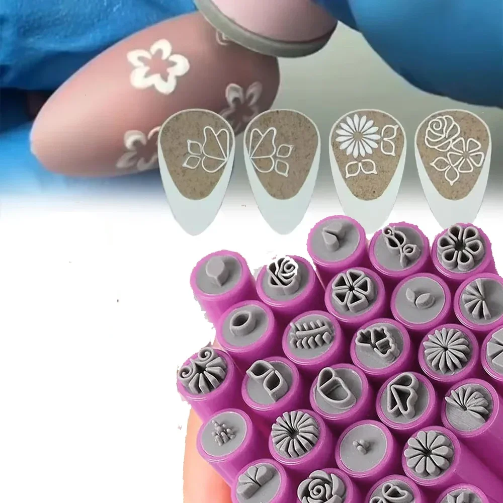 Professional Nail Art Stamp Chic, 4-10pc Pen Nail Stamping Plates 3D Daisy/Star/Butterfly/Heart Nails Template DIY Nail Tool Set 3