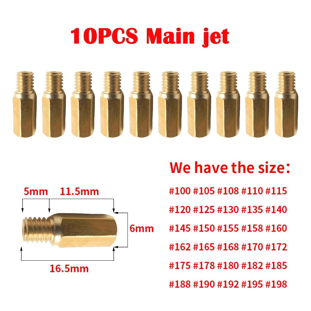Phantom Air Mission Keenso Kit De Chorro De Carburador, 10 Chorros De Piloto Lento Y 10 Chorros Principales De Carburador Para Carburador Tipo PWK Tipo CVK Tipo PE, OKO, KOSO GAS GAS 700 Sm