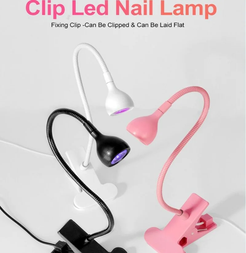 LED Nail Lamps 3W Flexible Gooseneck Lamp Quicky Dry Nail Manicure Dryer Gel Polish Curing Light for Gel Nails 2